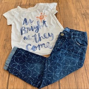 Girls Shirt and Cuffed Boyfriend Jeans